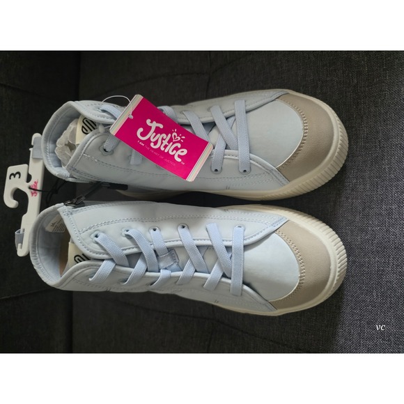 Justice Other - itle
NWT Justice Girls Light Blue High Top Sneakers  Size 3  Side Zip